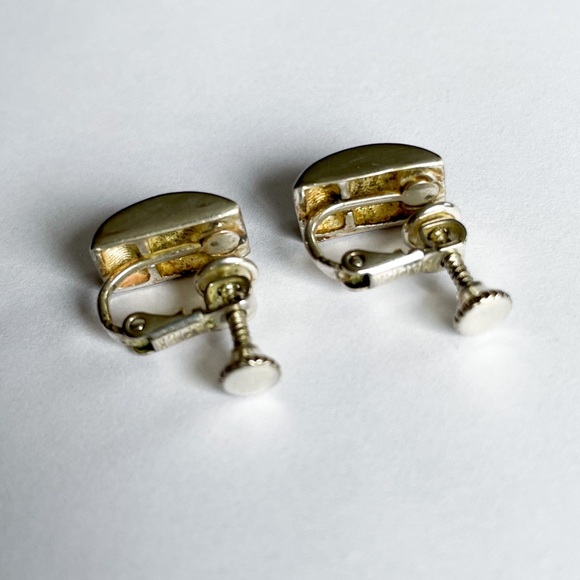 Vintage Napier Screw Back Earrings Paisley Silver Black - Picture 3 of 7